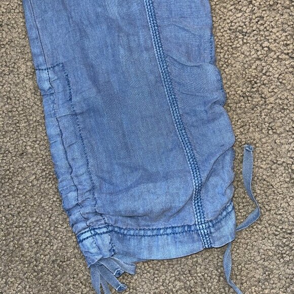 Anthropologie MARRAKECH Women's 100% Linen Cargo Joggers Sky Blue -EUC - Size 26 - Picture 5 of 14